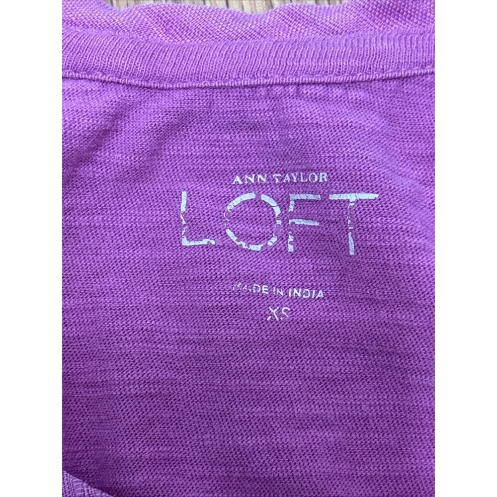 Loft Ann Taylor Women's Mixed Media Cotton Linen Henley Tank‎ Magenta - Size XS - Picture 4 of 7